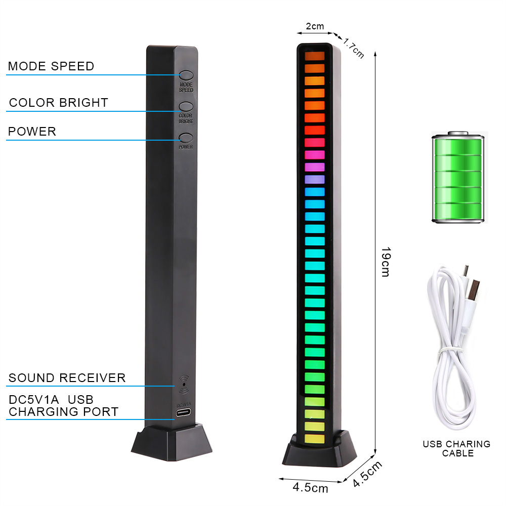 32-Bit RGB Music Rhythm Light - Sound-Activated LED with Tripod Stand, Voice Control, 3D Effects for Parties & Home Decor Image