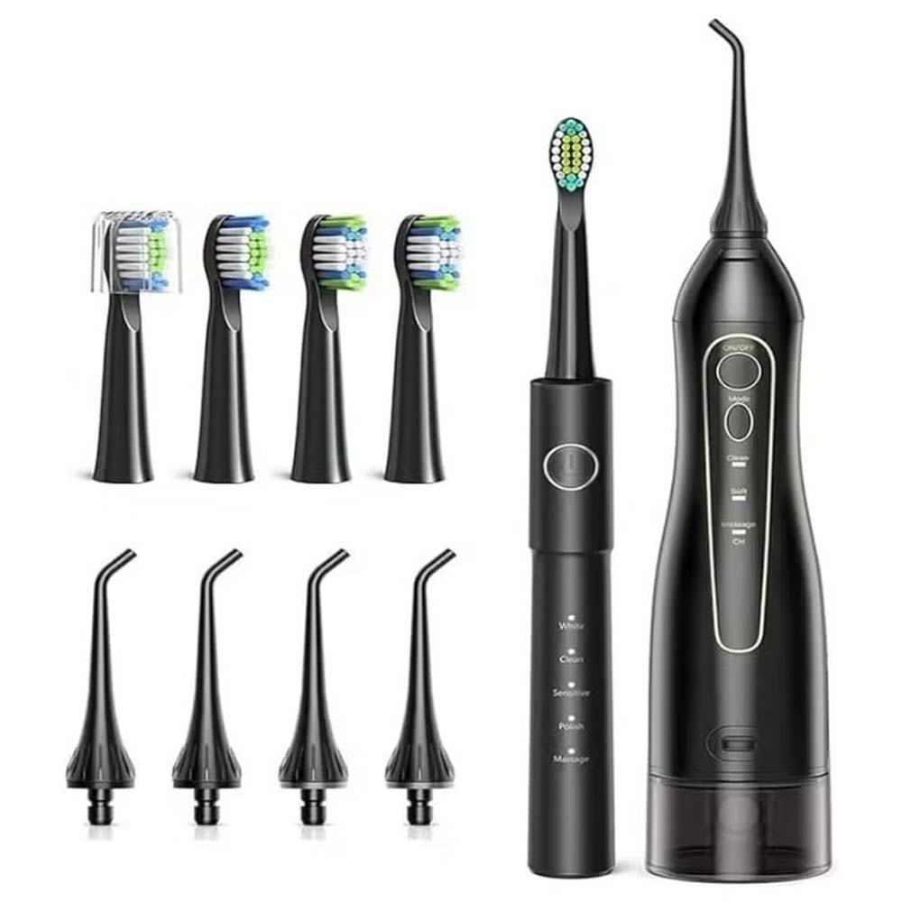 Electric Toothbrush & Water Flosser Combo – Cordless, Rechargeable, 5 Brush Modes, 3 Floss Modes, 8 Heads, Waterproof Oral Care Kit for Travel Image