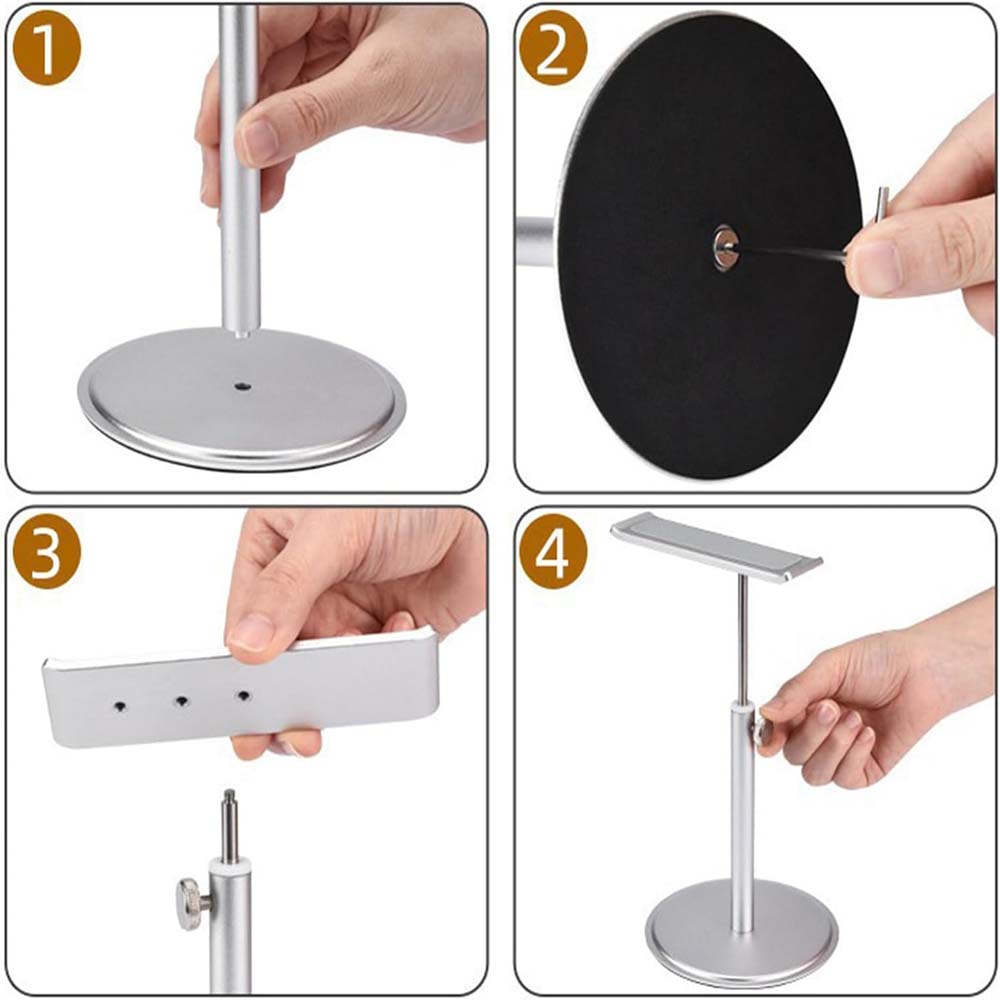 Adjustable Aluminum Headphone Stand - Anti-Slip Desktop Organizer with Shelf for Headsets & Accessories Image