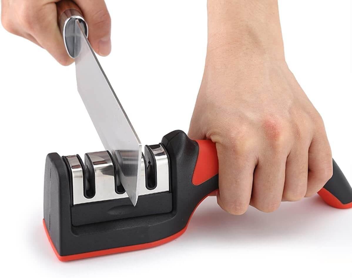 Compact Pull-Through Kitchen Knife Sharpener | Ideal for Chef, Scissors, Paring, & Serrated Knives | Efficient Blade Sharpening Tool for Home Kitchens Image