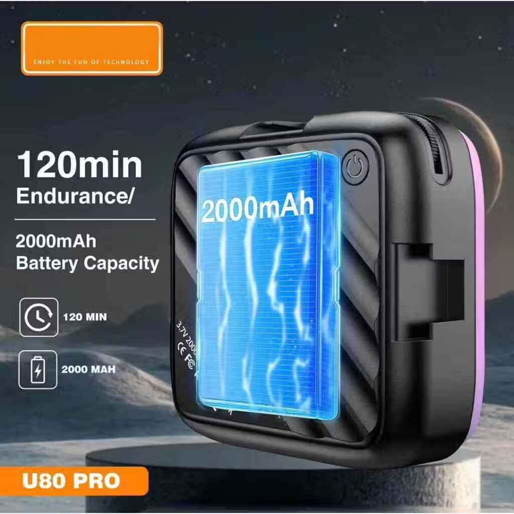 U80 Pro RGB LED Photography Light - 3000K-99000K Color Temp, Magnetic Mount, Rechargeable for Mobile & Camera Videos Image