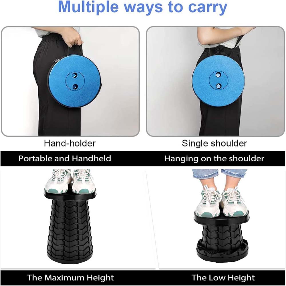 Portable Telescopic Stool - Lightweight Folding Seat for Camping, Fishing & Travel (397lb Capacity) Image