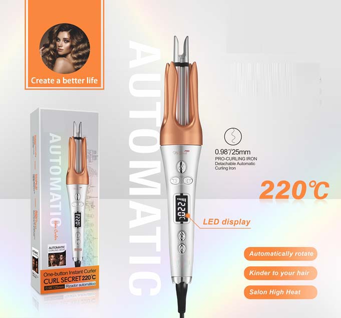 Auto Hair Curler with Ceramic-Aluminum Barrel - 360° Rotating Cord for Salon-Quality, Hair-Protecting Curls at Home Image