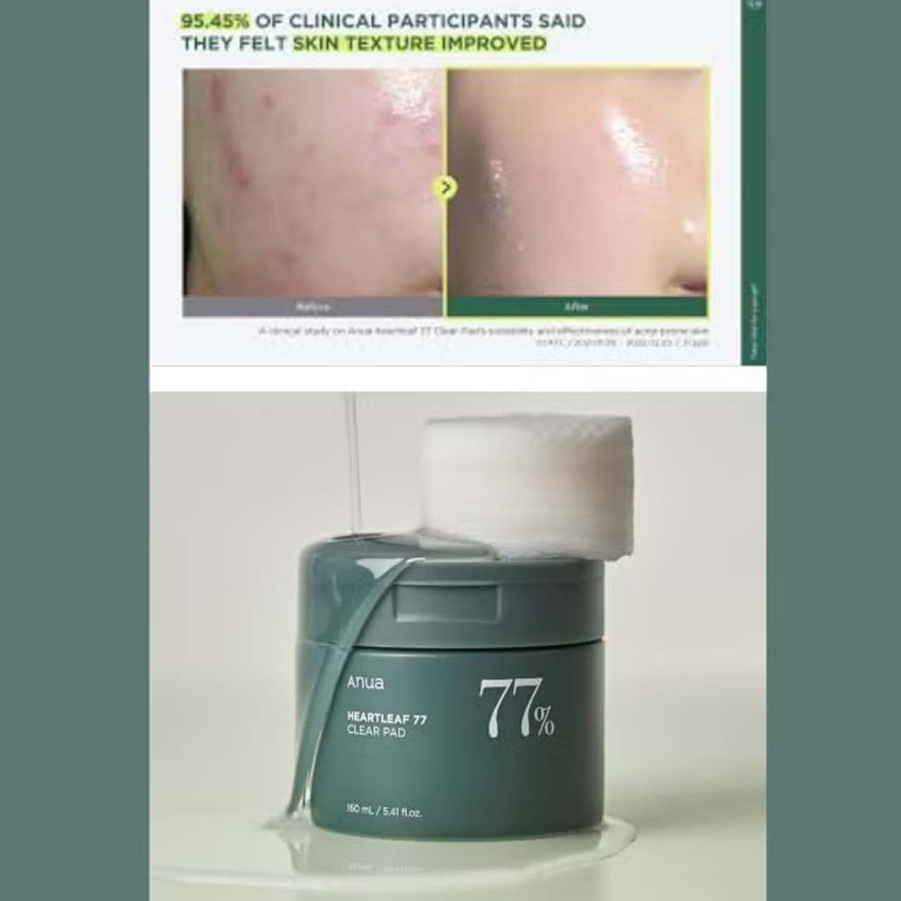 ANUA Heartleaf 77% Soothing Toner Pads. Gentle exfoliating & calming cotton pads for sensitive, troubled skin pads. Image