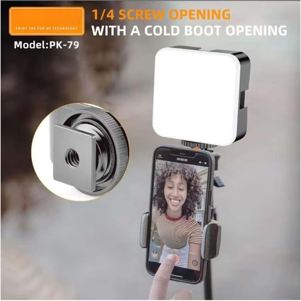 PK79 Mini LED Video Light - 6000K Dimmable 5.5W Fill Lamp with Universal Mount for DSLR, Phone & Laptop Image