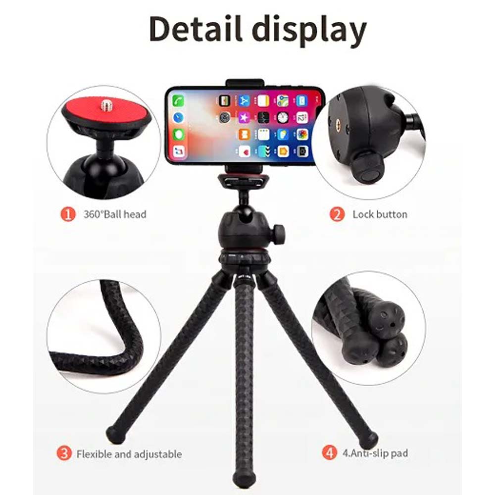 MT-25 Mini Flexible Tripod - Portable Phone & Camera Stand with Bendable Legs for Tabletop, Vlogging & Photography Image