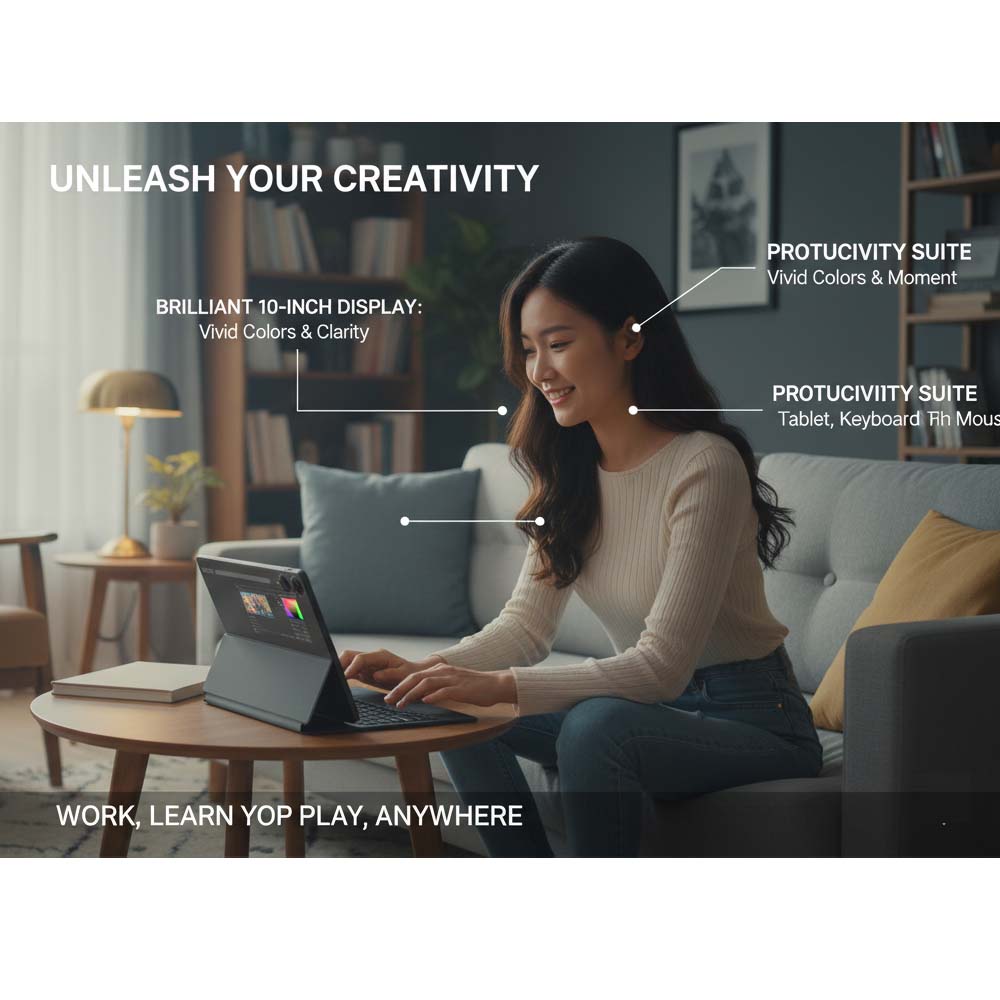 Tab 91 10.1-inch Android Tablet. Octa-core processor, 8MP+13MP cameras, 5000mAh battery & Android 15 for smooth performance. Image