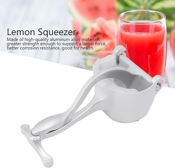 Silver Efficient Non-Lemon Fruit Presser | Manual Aluminum Alloy Squeezer | Easy Wash Design with 2 Funnels for Maximum Juice Extraction Image