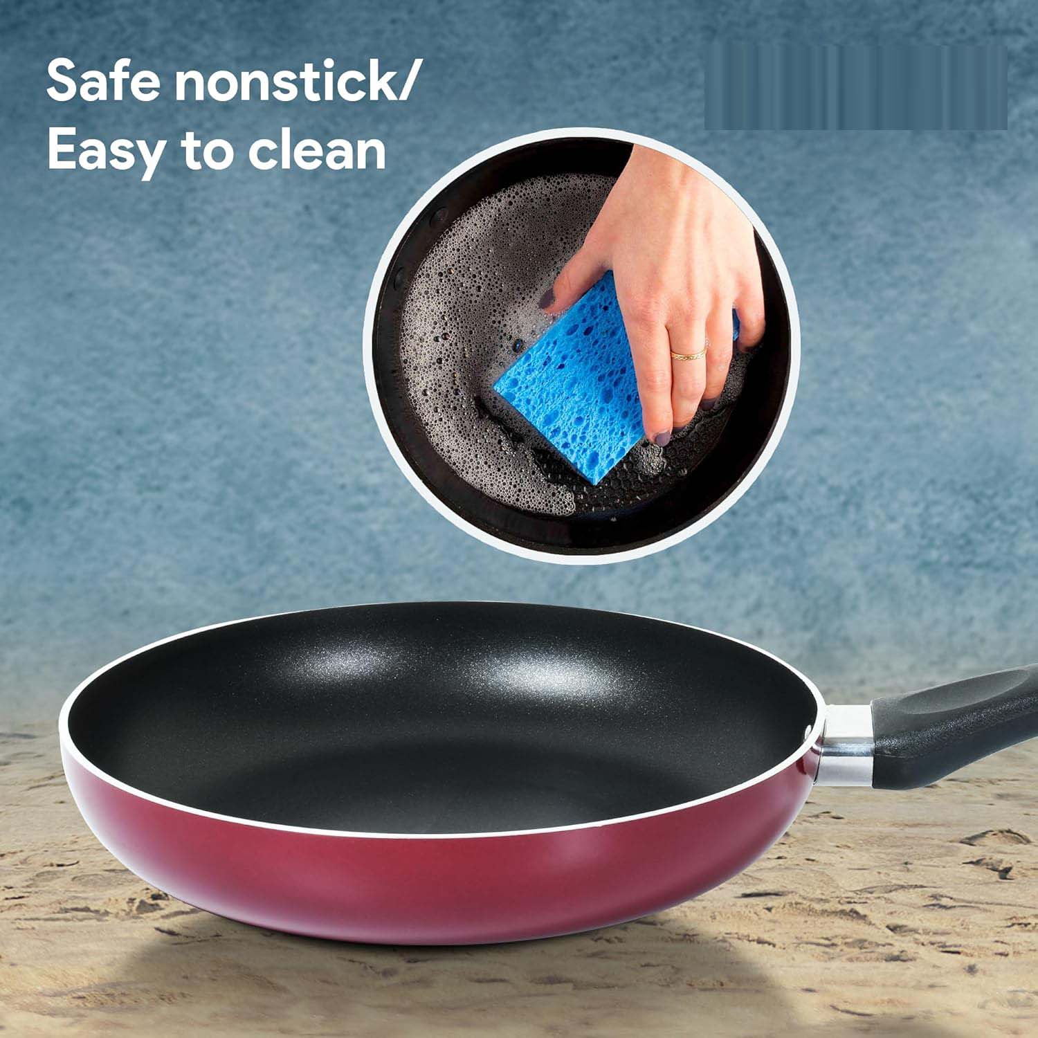 9-Piece Non-Stick Cookware Set - Cast Aluminum Casserole, Kadai, Frypan, Milkpan with Glass Lids & Nylon Spatulas, Heat-Resistant Image