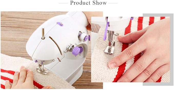 Sewing Machine for Beginners | Kids Handheld Portable Electric Mini Sewing Machine with Extension Table & Dual Speed | Crafting & Mending Machine with Lights & Foot Pedal for Household Use Image