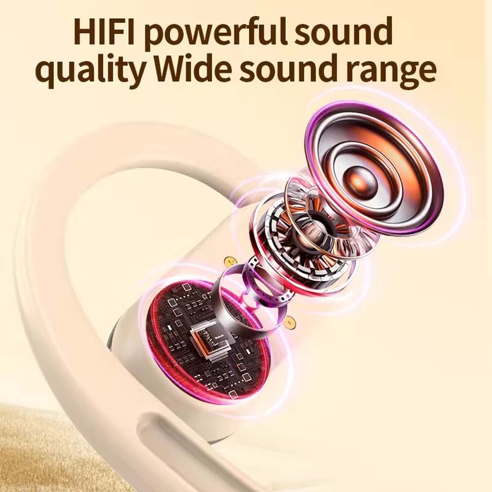 U-17H Wireless Sports Earbuds - Bluetooth 5.0, IPX5 Waterproof, Touch Control, Secure Fit for All Smartphones (Off-White) Image