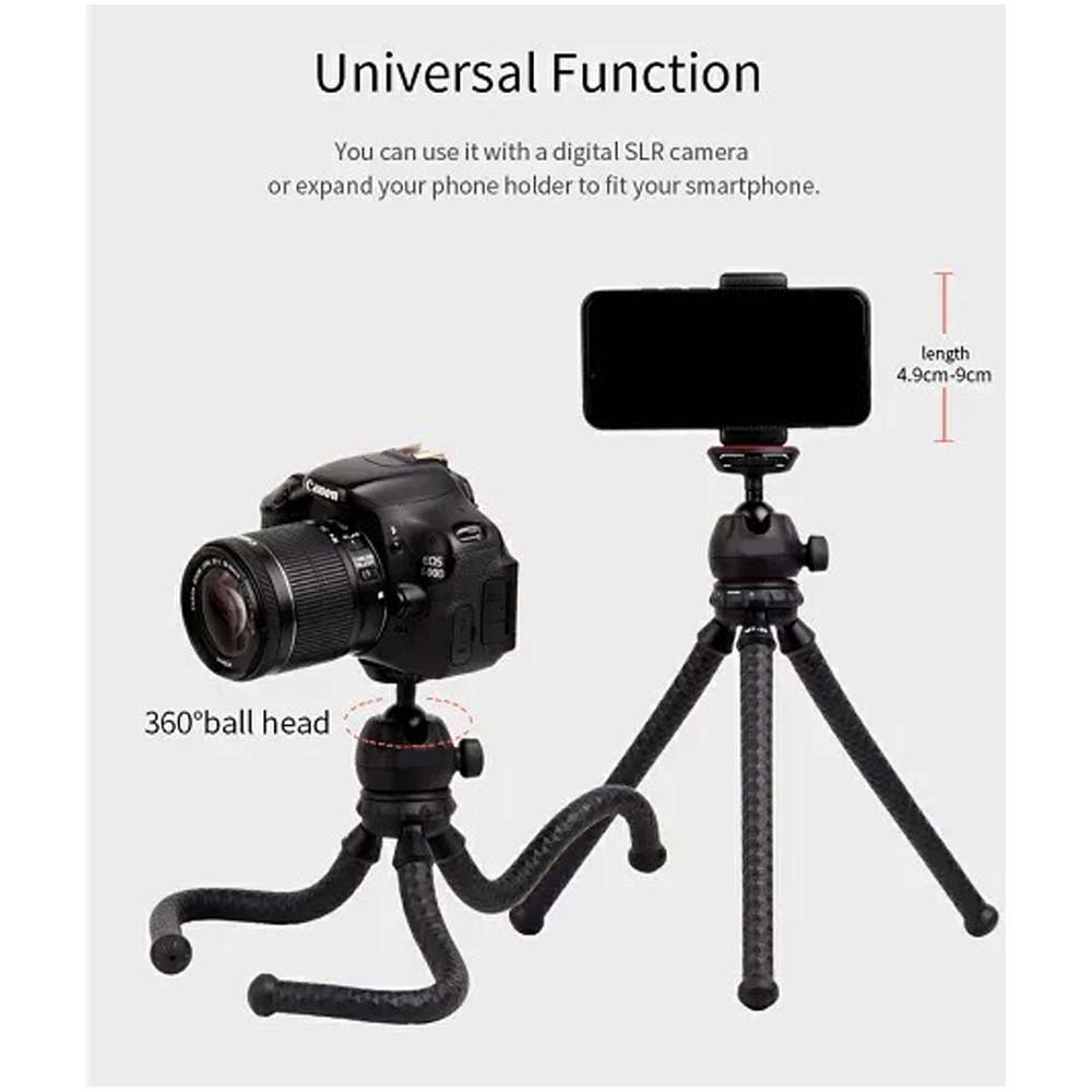 MT-25 Mini Flexible Tripod - Portable Phone & Camera Stand with Bendable Legs for Tabletop, Vlogging & Photography Image