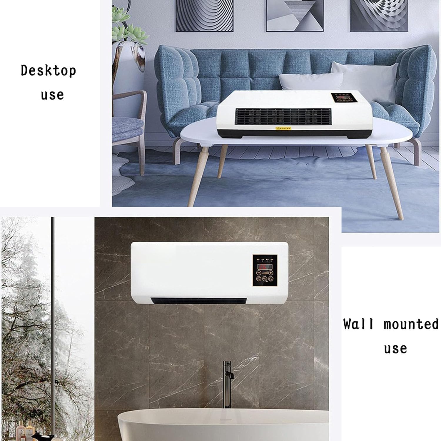 Personal Mini Air Conditioner. Wall-mounted dual-use AC unit with remote, touch screen & heating/cooling for rooms up to 150 sq ft. Image