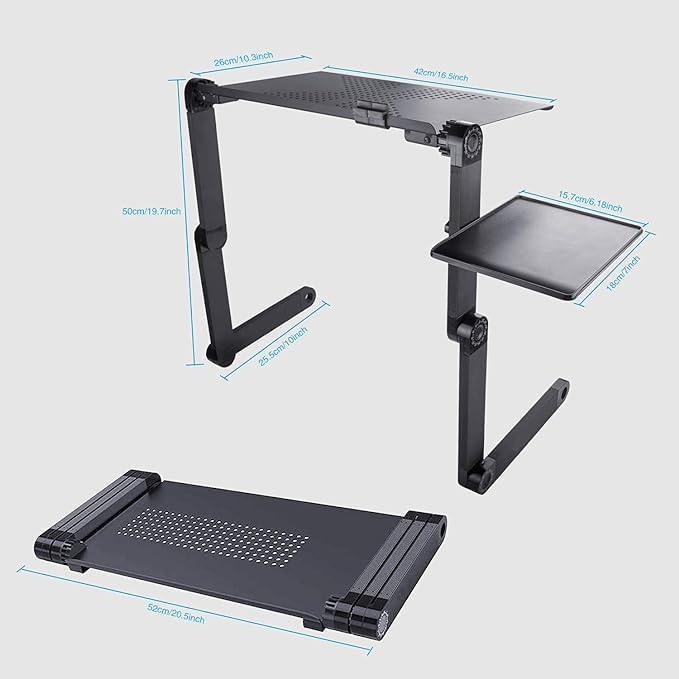Adjustable Aluminum Laptop Desk | Ergonomic and Portable Folding Table Stand for Bedside or Couch Use | Perfect for Laptops and Tablets Image