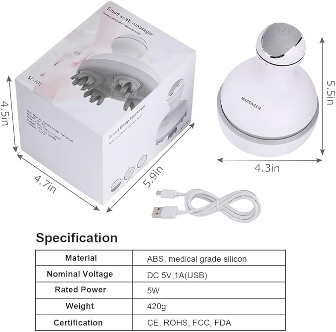 Smart 4D Head Massager | Electric Scalp Massager with 4 Heads & 84 Nodes | Stimulates Hair Growth, Stress Relief & Full-Body Relaxation Image