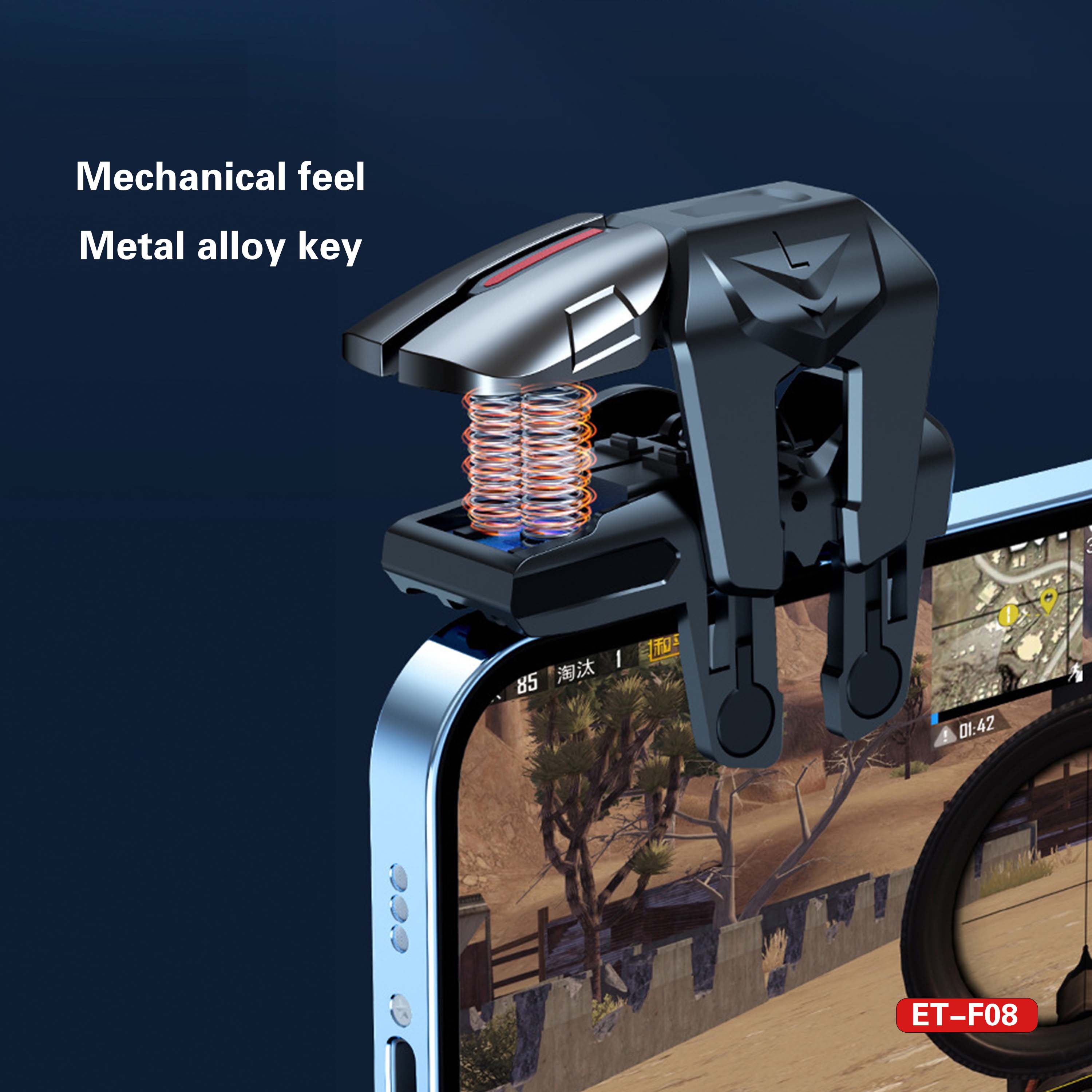ET-F08 Mobile Game Trigger Controller - Clip-on Fire Buttons & Joystick for iOS/Android Gaming, No Bluetooth Needed Image