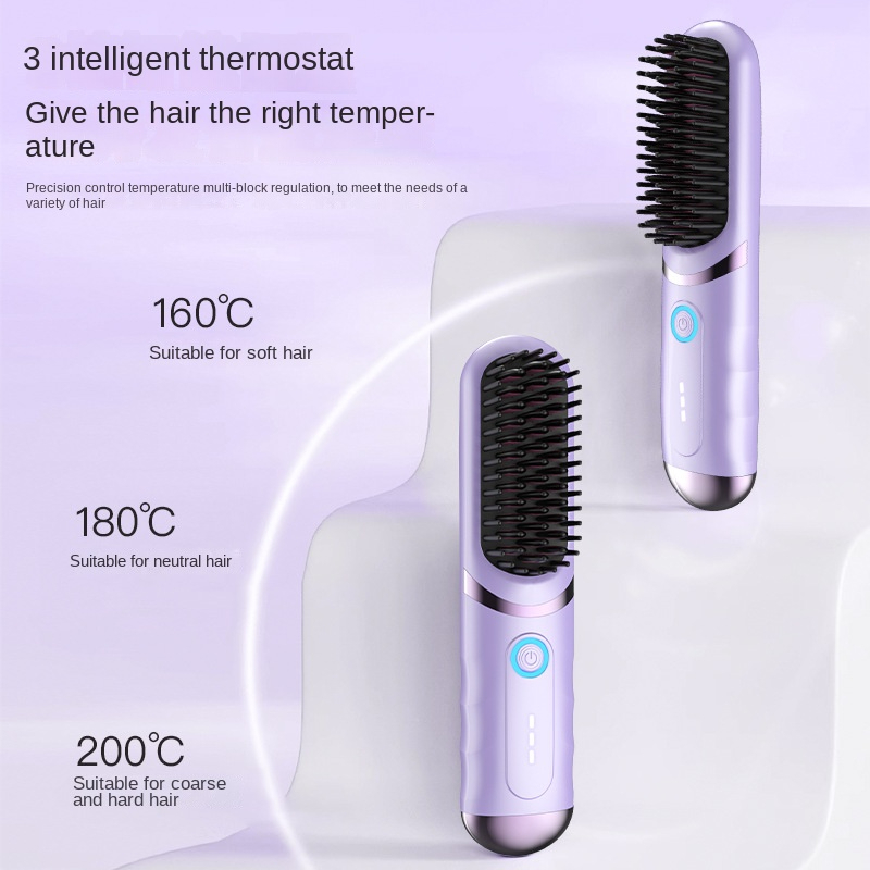 2-in-1 Electric Hair Styler - Rotating Curling Iron & Straightener Brush with Negative Ion Technology (Multi colour) Image