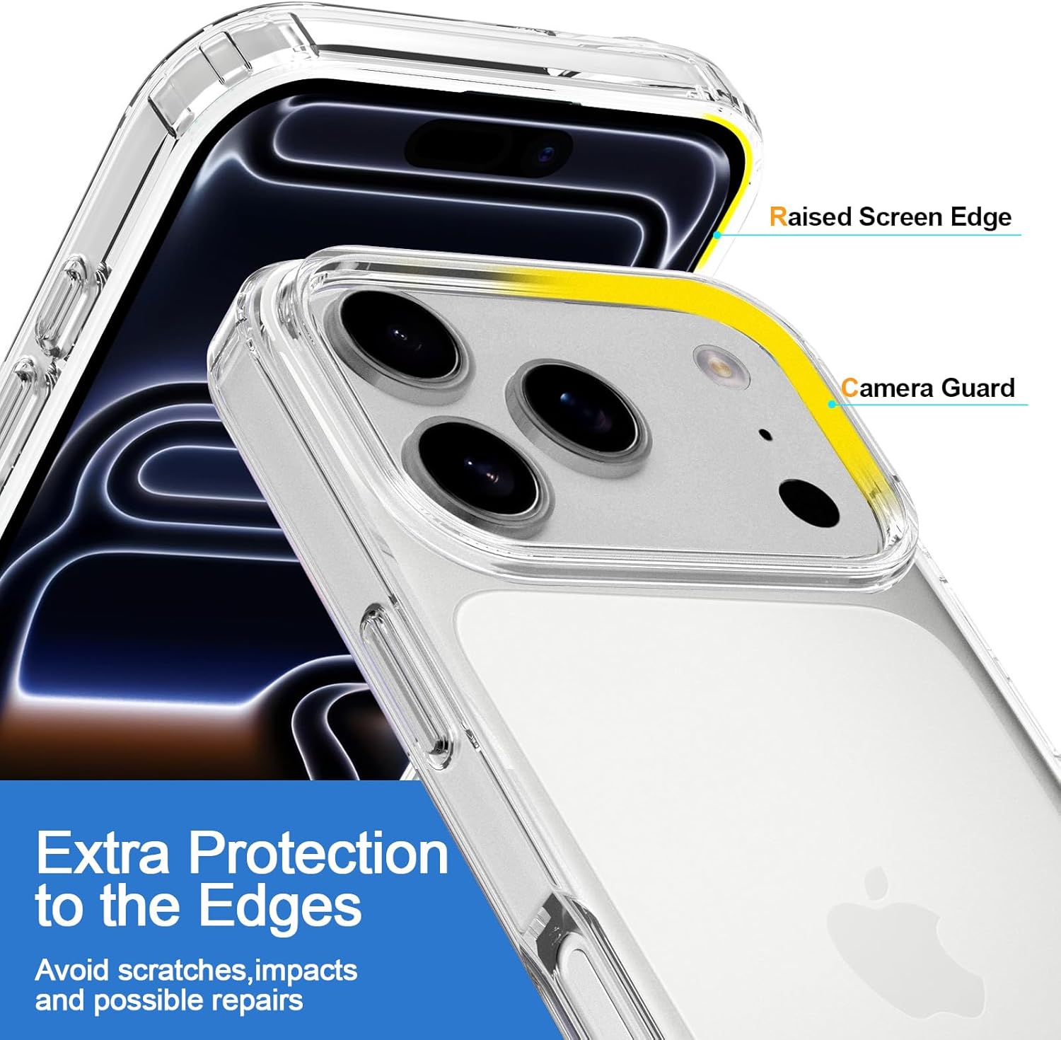 Crystal Clear Case for iPhone 17 Pro 6.3" (2025) - Anti-Yellowing Hard Back, Slim Shockproof Bumper, Wireless Charging Compatible Image