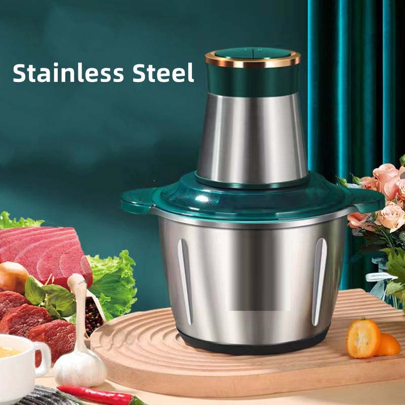 Electric Meat Grinder & Chopper 2-speed mincer with 3L stainless steel capacity. Multi-function food processor & kitchen slicer. Image
