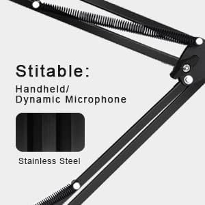 Professional Recording Microphone Stand | Black Suspension Scissor Arm for Dynamic and Condenser Mics | Stable and Adjustable Image