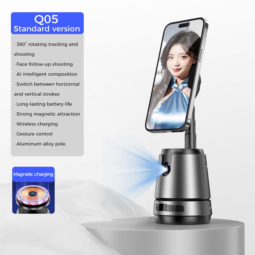 Q05 Smart Magnetic Charging Gimbal - 360° Rotation, AI Face Tracking, Phone Stabilizer with Magnetic Mount & Charging Image