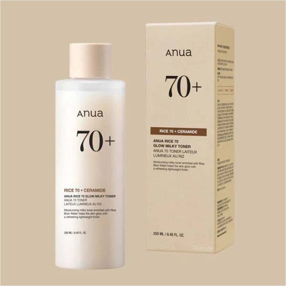 ANUA Rice 70 Grow Milky Toner 250ml - Korean Moisturizing Lotion for Brightening, Hydration & Smooth Skin Tone Image