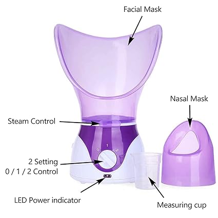 Facial Steamer | Professional Steam Inhaler for Face Sauna Mask | Moisturizer for Sinuses with Aroma Diffuser | Beauty and Care (Purple) Image