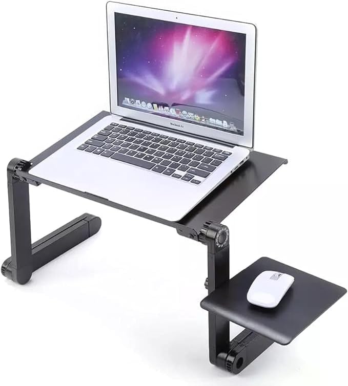 Adjustable Aluminum Laptop Desk | Ergonomic and Portable Folding Table Stand for Bedside or Couch Use | Perfect for Laptops and Tablets Image