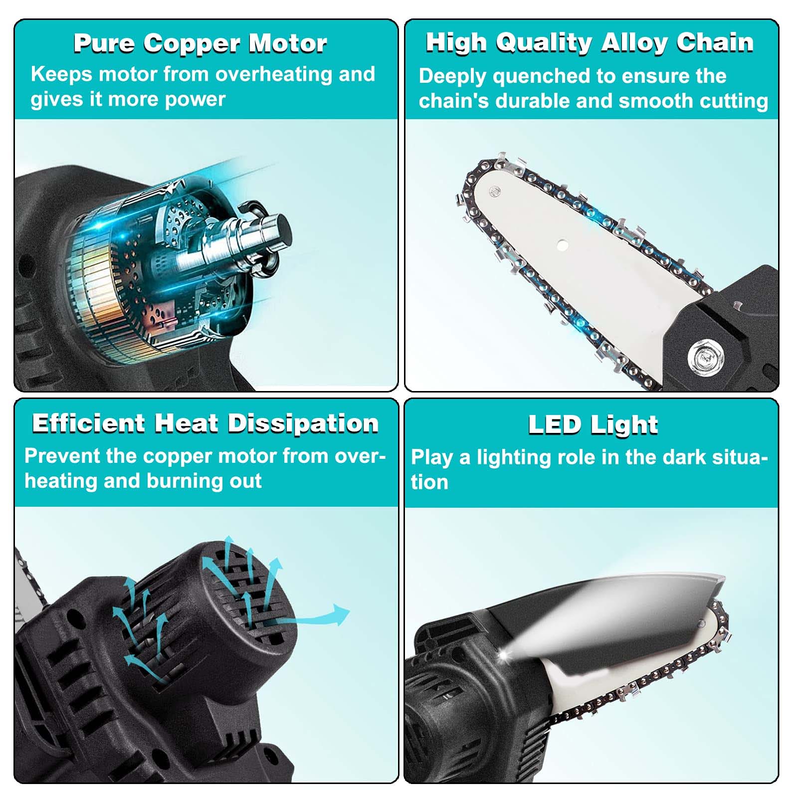 Brushless Cordless Chainsaw - Mini Electric Handheld Chainsaw with Safety Lock for Tree Branch Cutting Image