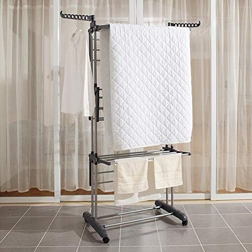 Foldable Rolling Laundry Drying Rack with Adjustable Shelves | Heavy-Duty Stainless Steel Rods | Compact Storage | 4-Tier Adjustable Height & Portable Design Image