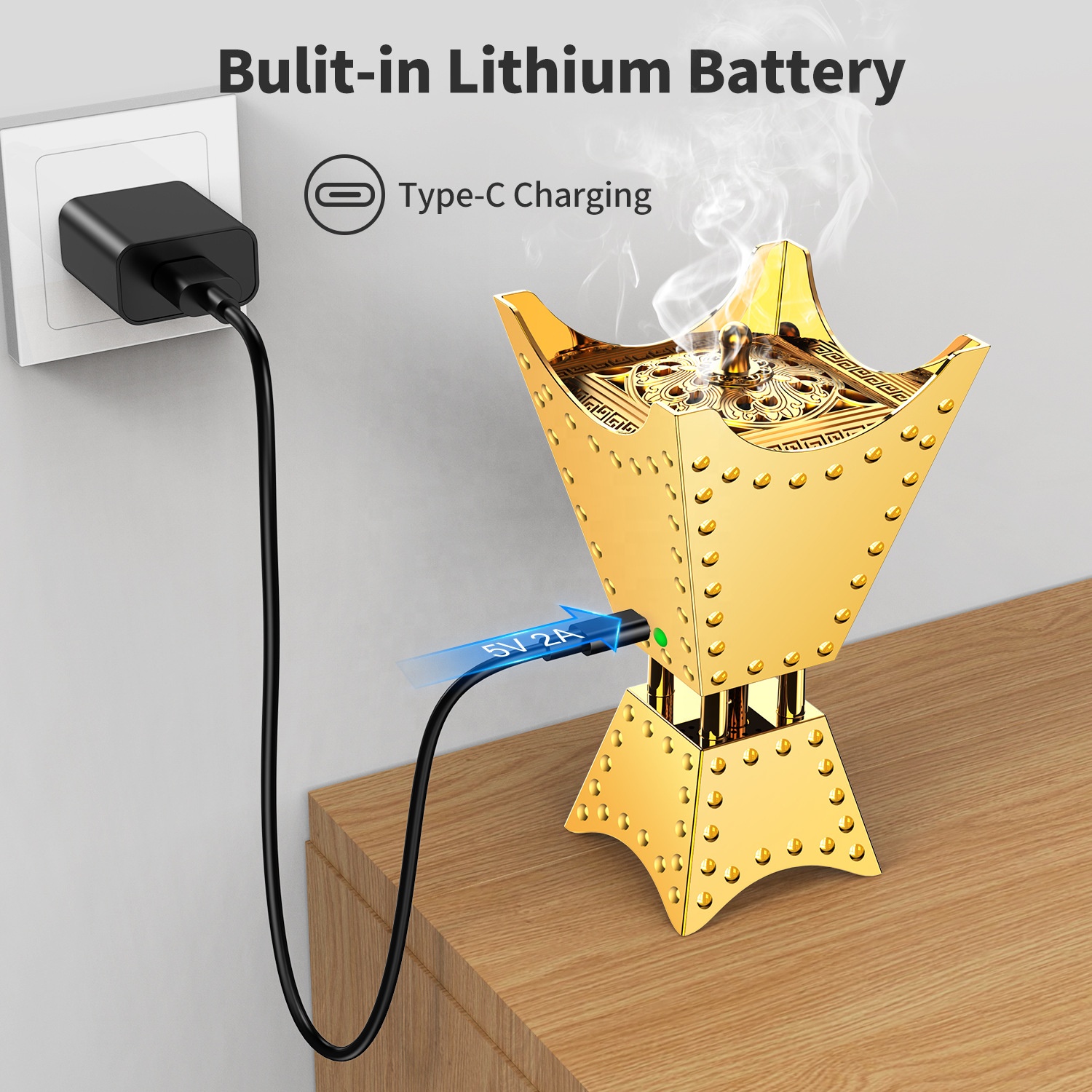 Luxury Electric Bakhoor Burner – USB Rechargeable Car Incense Burner for Oud and Bukhoor Image