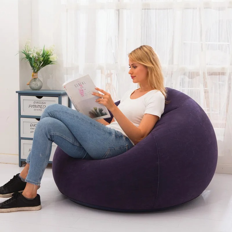 Portable Quick-Inflatable Sofa Chair | Plush and Comfortable Surface | Ideal for Living Room, Bedroom, and Outdoor Camping (Multi-Color) Image
