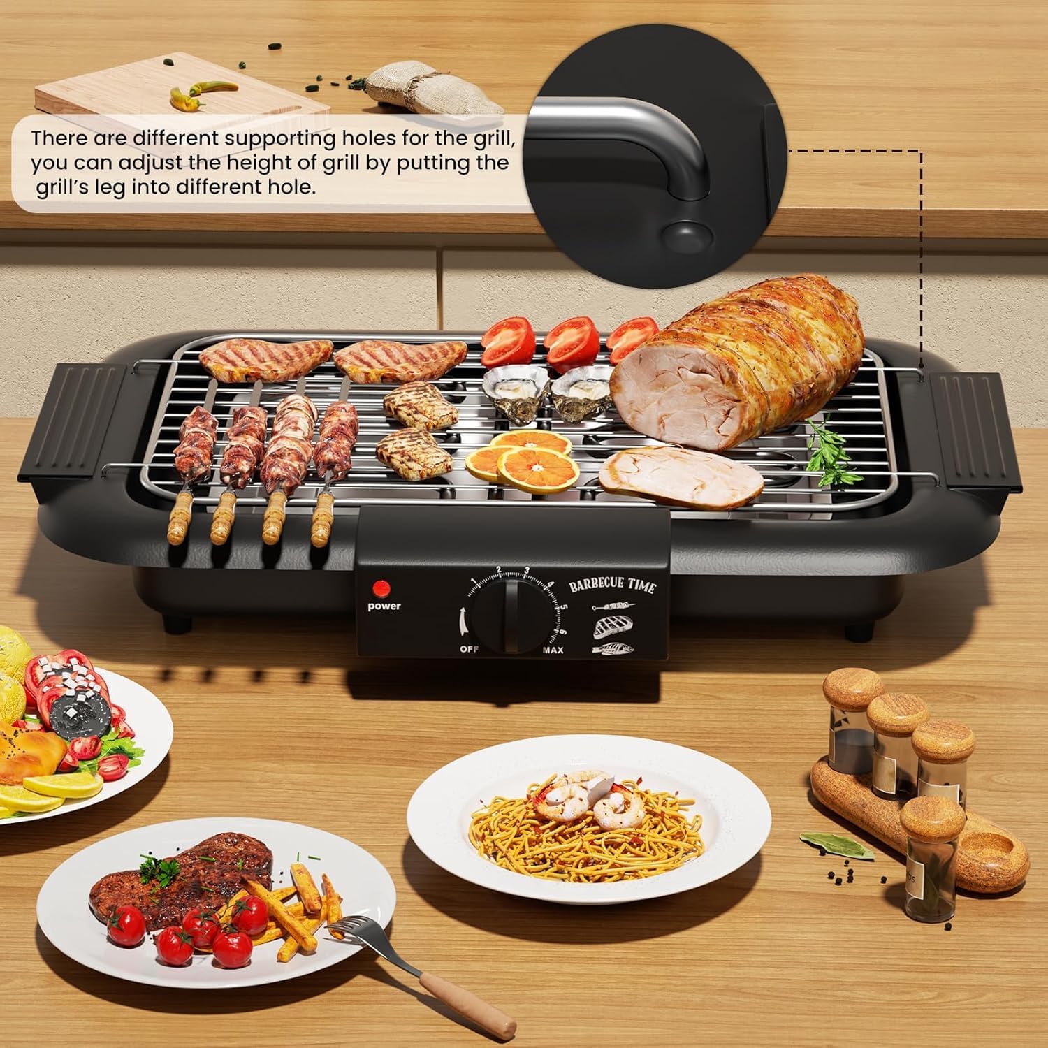 Smokeless Indoor/Outdoor Electric Grill | Portable Tabletop Grill with Adjustable Settings for Kitchen & BBQ | Perfect for Year-Round Grilling Image