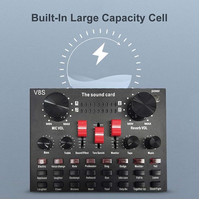 V8S Live Streaming Sound Adapter – Multi-Function High Sound Quality Phone Lap Microphone Compatible Adapter Image