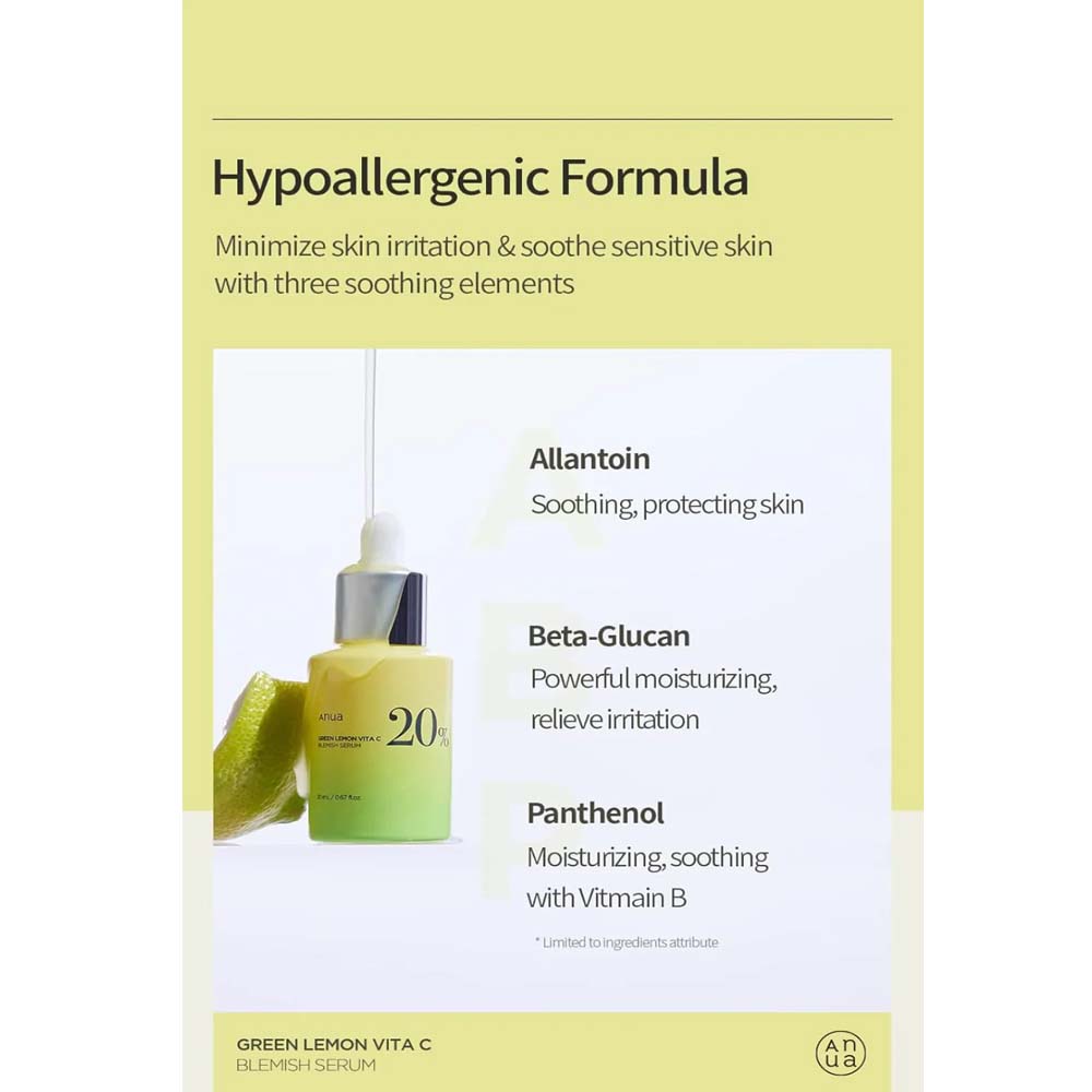 Anua Green Lemon Vitamin C Serum - 20ml with Vitamin E, Hyaluronic & Ferulic Acid for Brightening & Antioxidant Protection Image