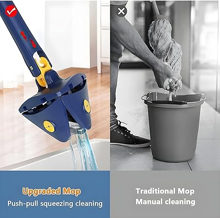 Rotatable Adjustable Triangle Cleaning Mop | Stainless Steel Long Handle for Easy Cleaning Image
