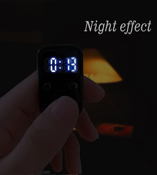 Digital LED Finger Tally Counter - Rechargeable Luminous Electronic Clicker for Prayer, Stitch Marker, and Counting Tasks | Compact Handheld Counter with Adjustable Strap & Bright LED Display | Durable and Lightweight Design in Elegant Rose Gold Finish Image