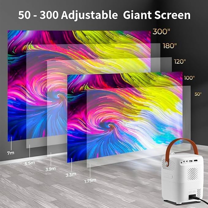 Portable Mini Projector | 1080P with 4K Ultra Clarity, Android 10.0, 5G Wi-Fi, Bluetooth, HDMI | Perfect for Home Cinema, Classroom, Office Image
