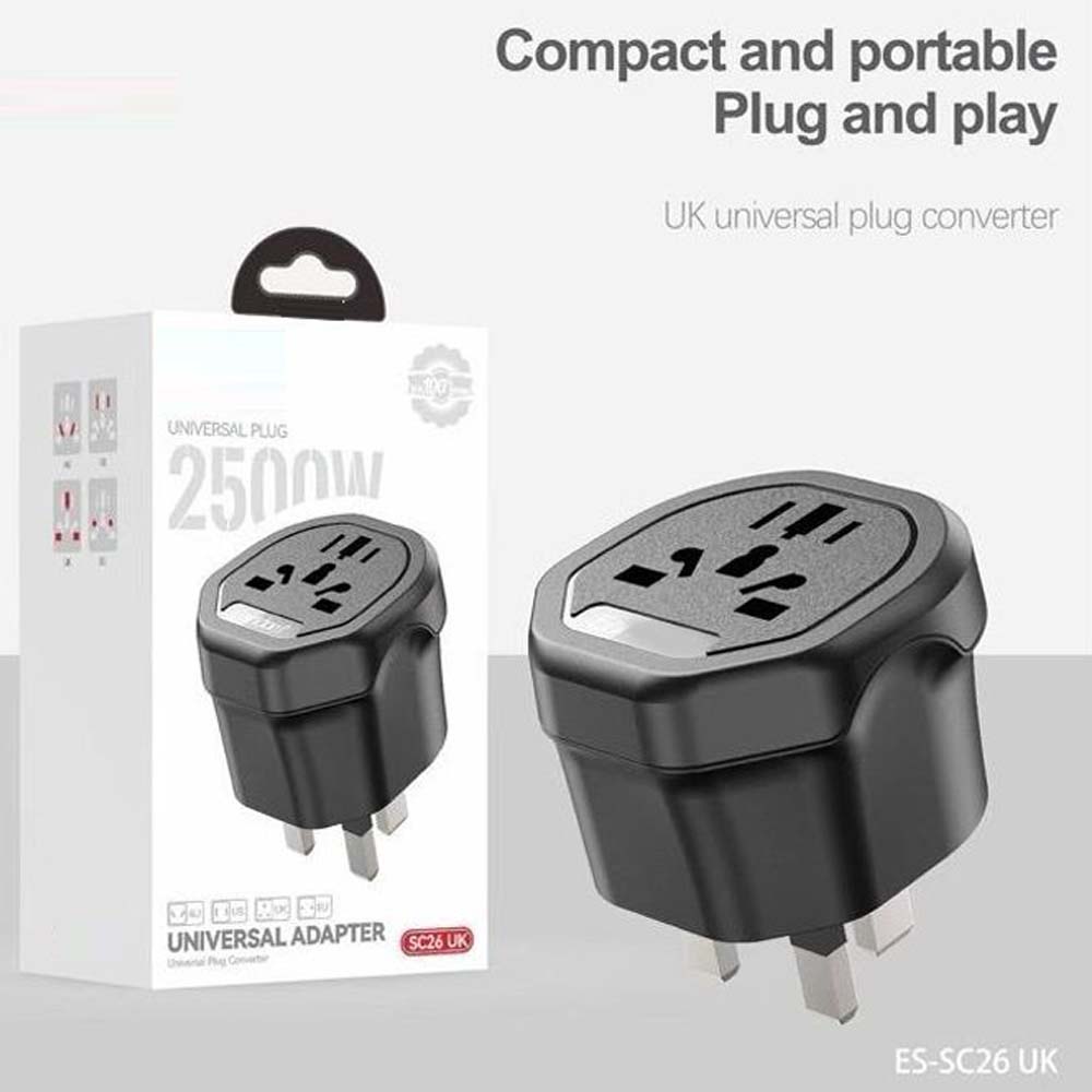 SC26 UK Universal Plug. Powerful and reliable 2500W capacity for high-demand electrical devices. Durable household plug. Image