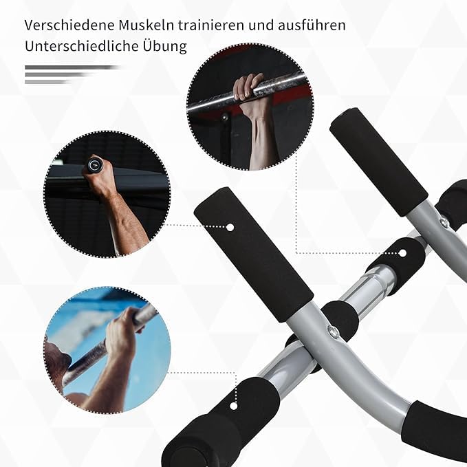Multifunctional Door Pull-Up Bar | Steel and Foam Training Bracket for Home Workouts | Black and Grey Image