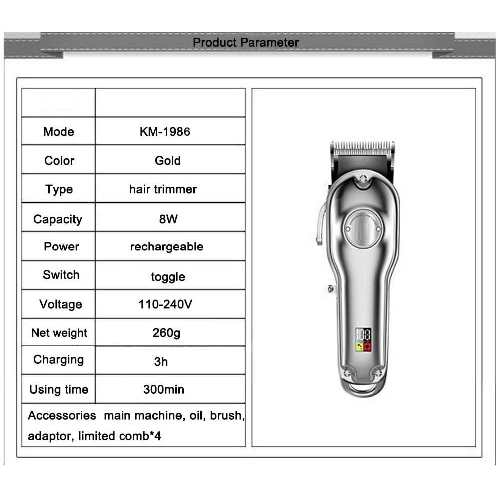 Professional Hair Clipper for Men - Cordless Rechargeable Grooming Kit with T Blade Trimmer, 6 Guide Combs, Beard Trimmer, Barber Haircut Tool Image
