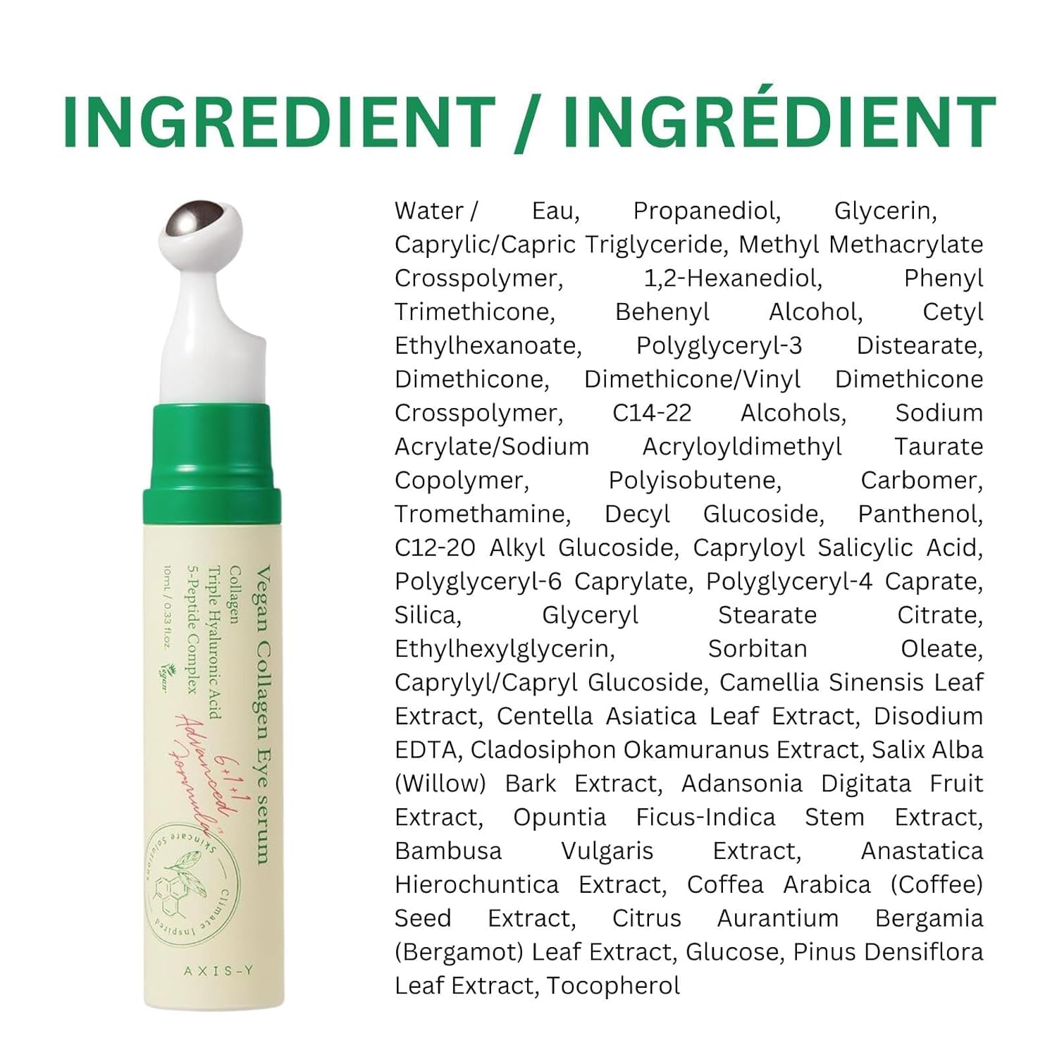 AXIS-Y Vegan Collagen Eye Serum – Korean Eye Treatment with Triple Hyaluronic Acid & Peptides, Reduces Fine Lines, Dark Circles & Boosts Elasticity Image