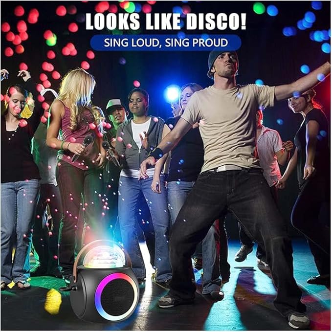 Karaoke Machine – Party-Ready Bluetooth Speaker with UHF Wireless Microphones and Disco Ball LED Lights Image