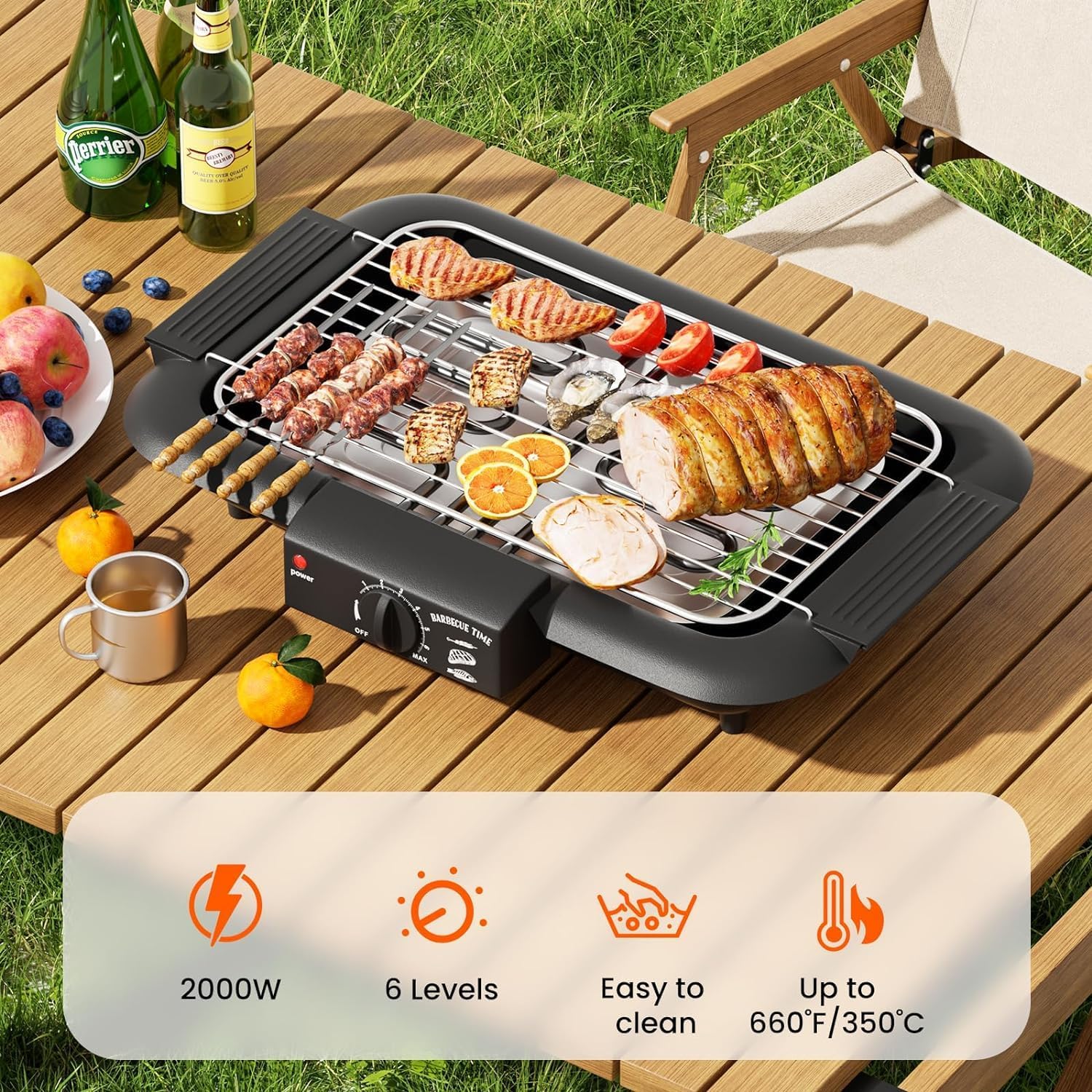 Smokeless Indoor/Outdoor Electric Grill | Portable Tabletop Grill with Adjustable Settings for Kitchen & BBQ | Perfect for Year-Round Grilling Image