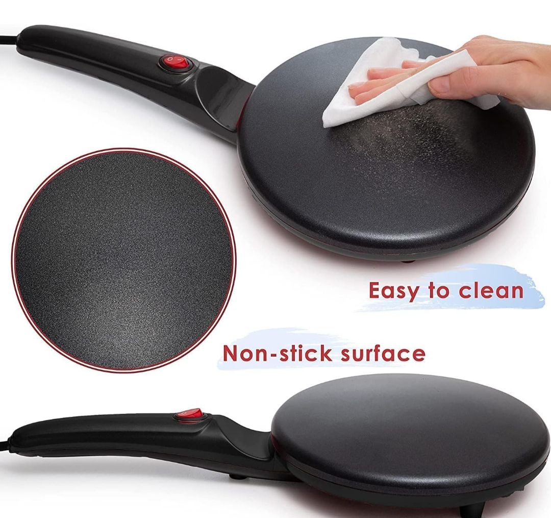 Electric Pancake & Crepe Maker with Auto Power-Off | Non-Stick Hot Plate Cooktop with Automatic Temperature Control | Perfect for Pancakes, Crepes, Omelets, and More Image