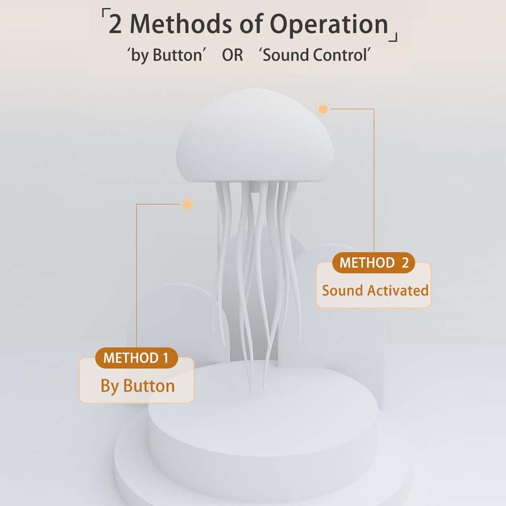 JellyFel Dancing Lamp - RGB Rechargeable Jellyfish Light with Voice Control, Touch Sensor & Gradient Effects (Hanging + Base) Image