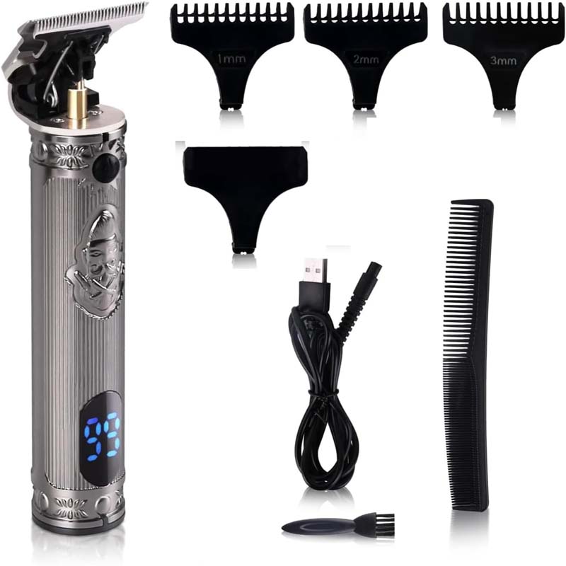 KM-700H Professional Cordless Hair Clipper. LCD display, 1500mAh USB rechargeable, adjustable blades & metal body for barbers. Image