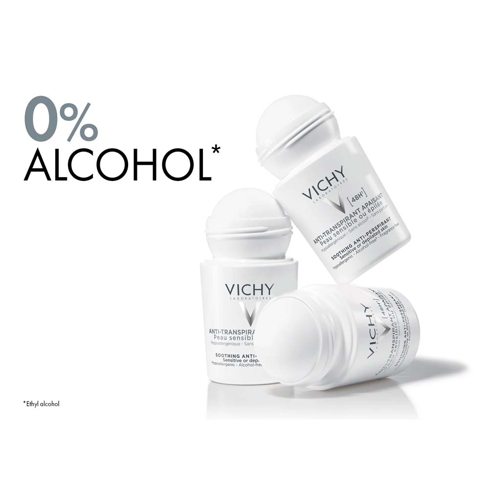 Vichy 48H Soothing Roll-On Anti-Perspirant - Gentle Aluminum-Free Formula for Sensitive Skin, 50ml Image