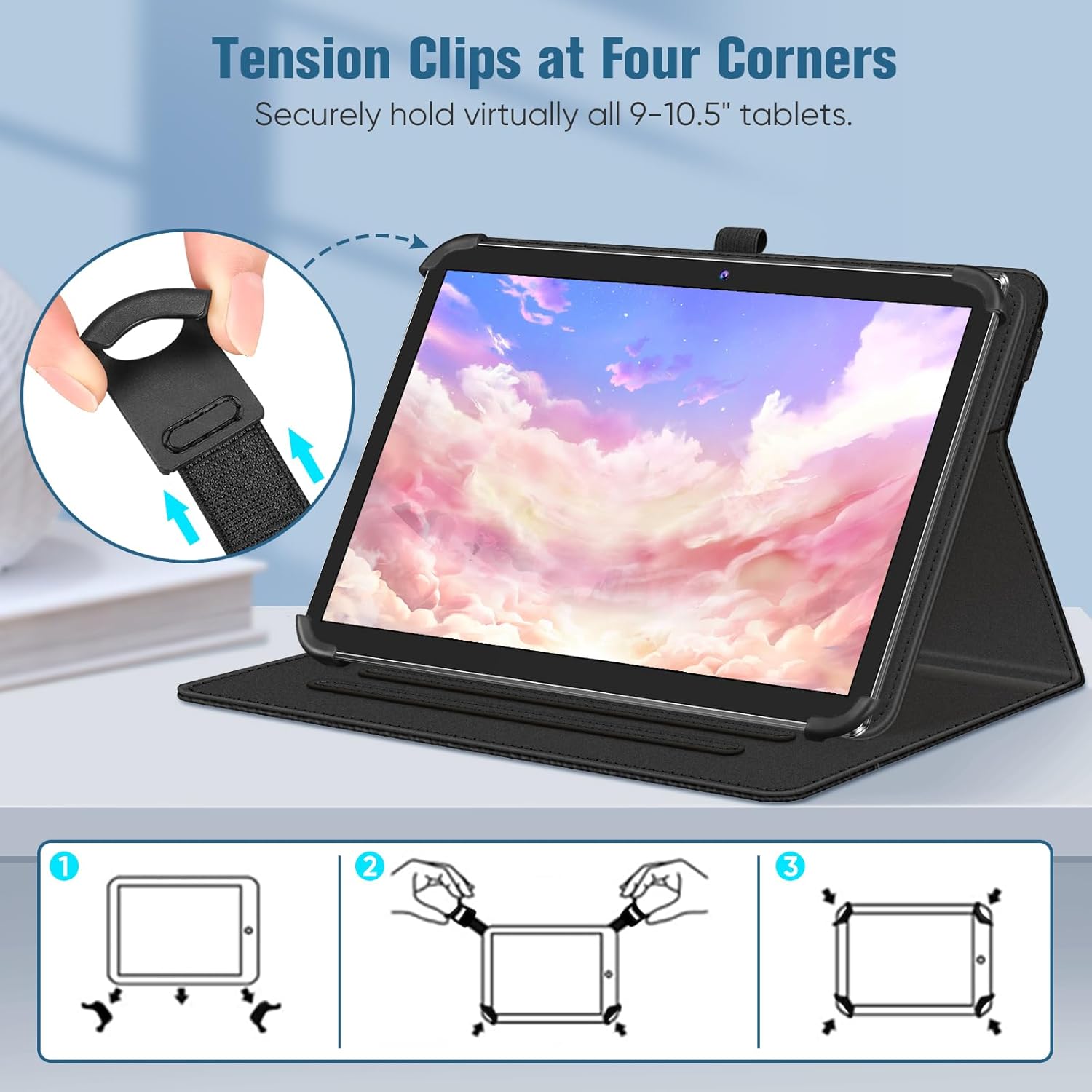 360° Rotating Case for Universal 10/11-inch" Tablets - Premium Leather w/Auto Sleep/Wake & Multi-Angle Stand (Multi Colour) Image