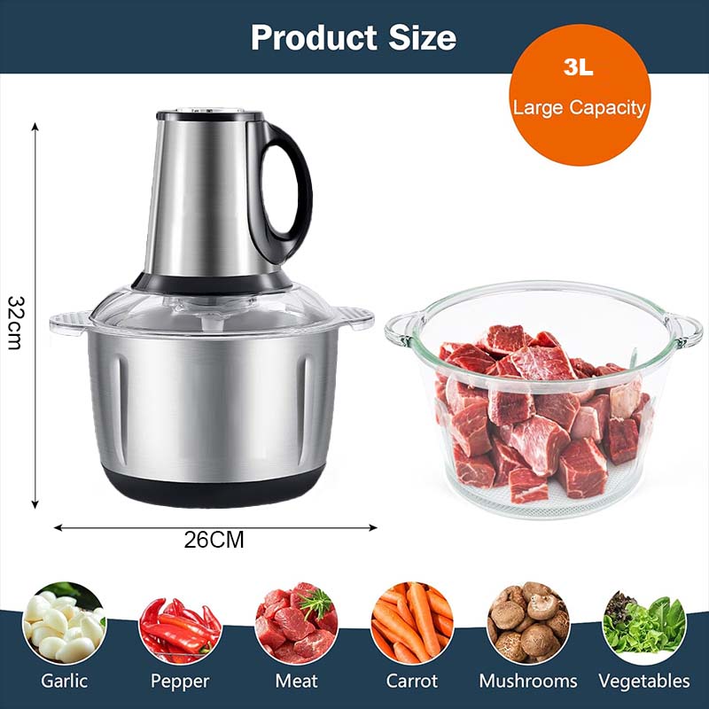 2-in-1 Stainless Steel Electric Meat Grinder & Food Processor - 6 Blades, 3.8L Capacity for Home & Restaurant Use Image
